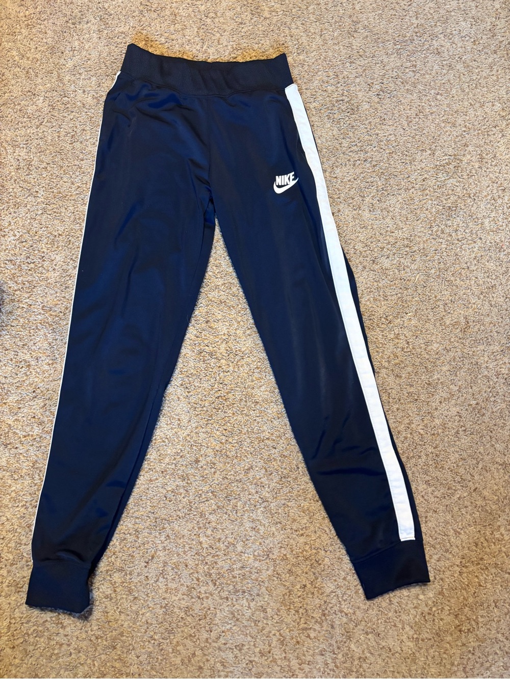 Nike Kids Navy Joggers with White Side Stripe